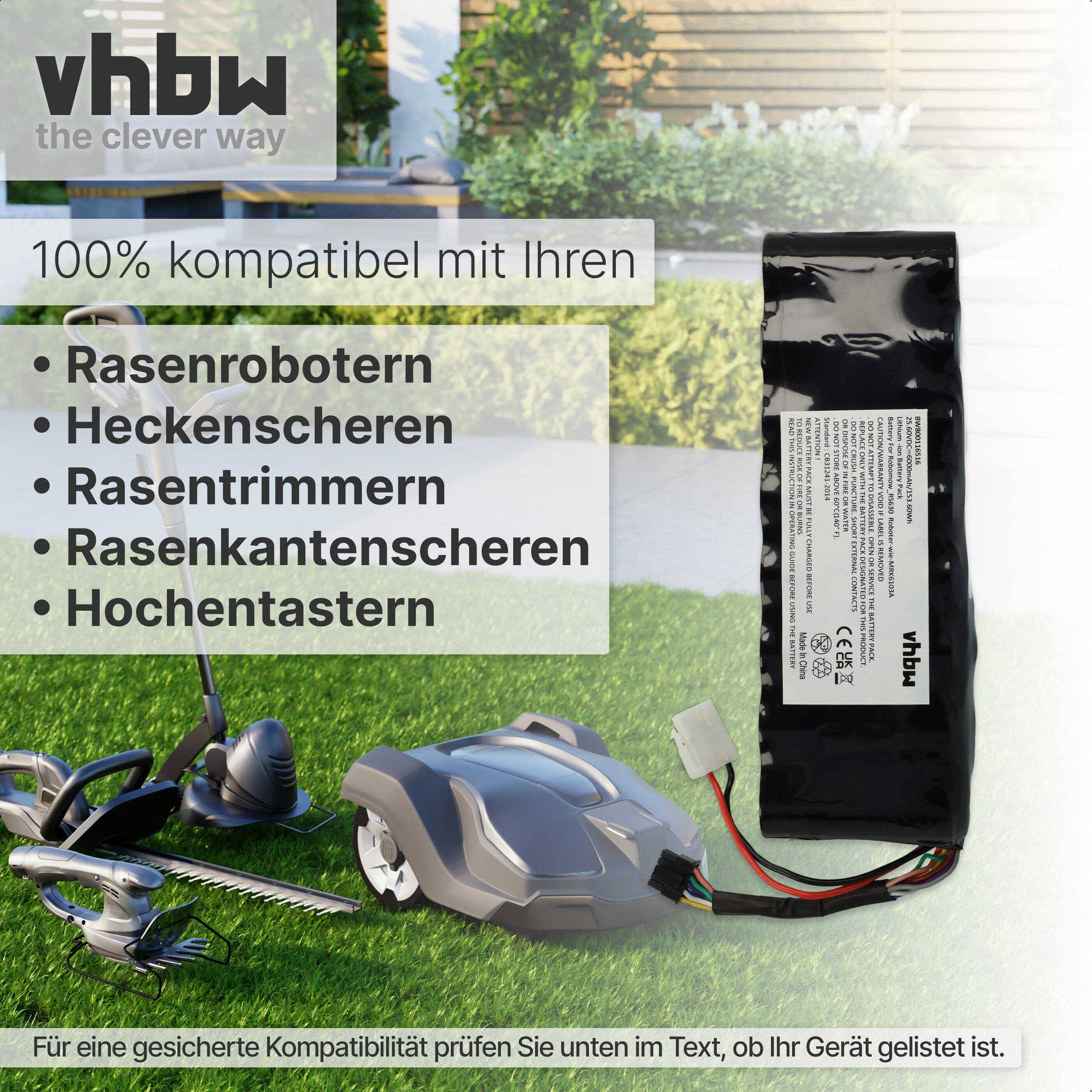 vhbw Akku kompatibel mit Robomow RS 630 | XR3, TS1800, RS625 Pro, TS, TS 1800 Rasenmäher (6000mAh 25,6V LiFePO4)-1