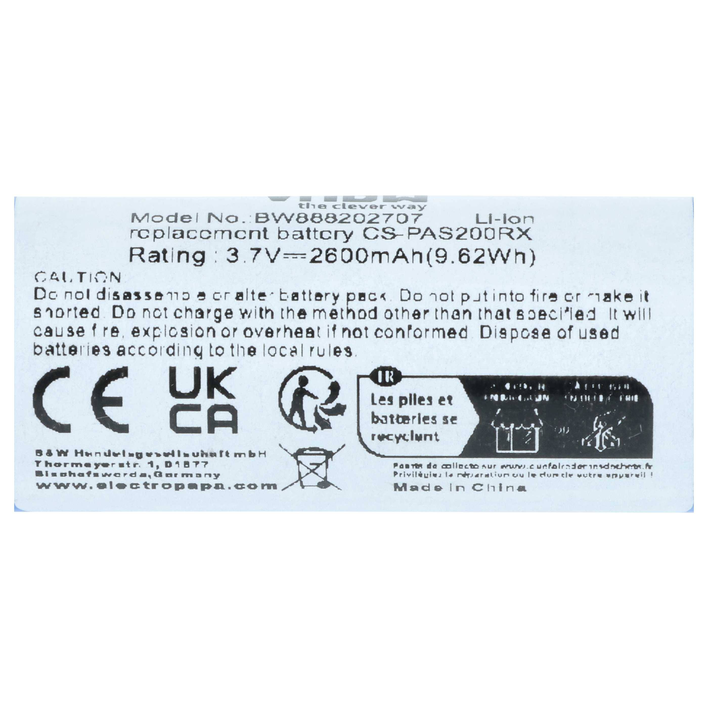 vhbw Akku kompatibel mit Parrot SkyController 2 HD Power Edition | Drohne Controller (2600 mAh, 3,7 V, Li-Ion)-3