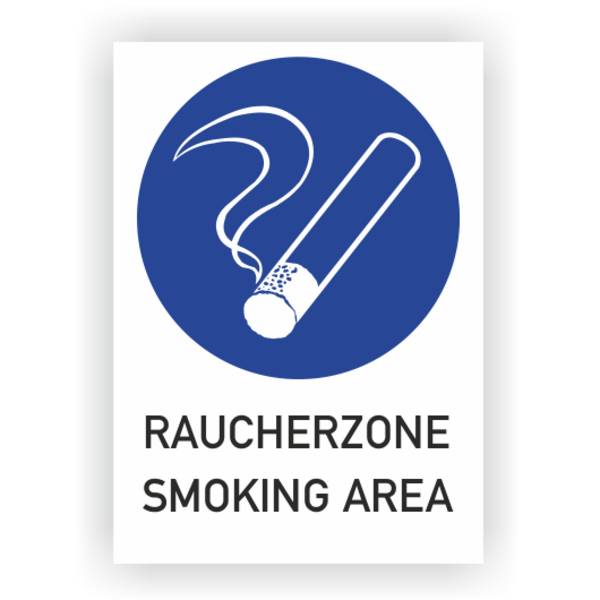 Gebotsschild, Raucherzone - Smoking Area, praxisbewährt, Aluminium, 210 x 297 mm
