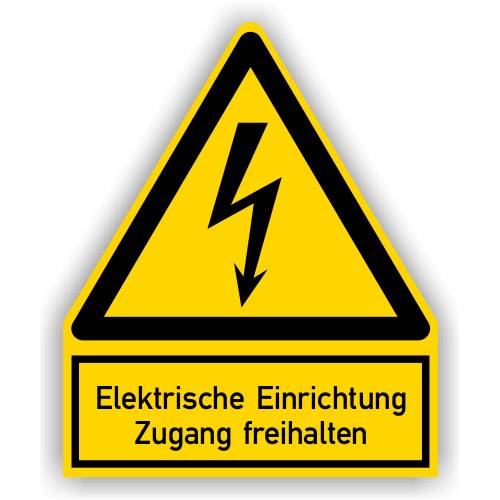 Warnschild, Elektr. Einrichtung Zugang freihalten, Aufkleber, Folie, 200 x 244 mm-0