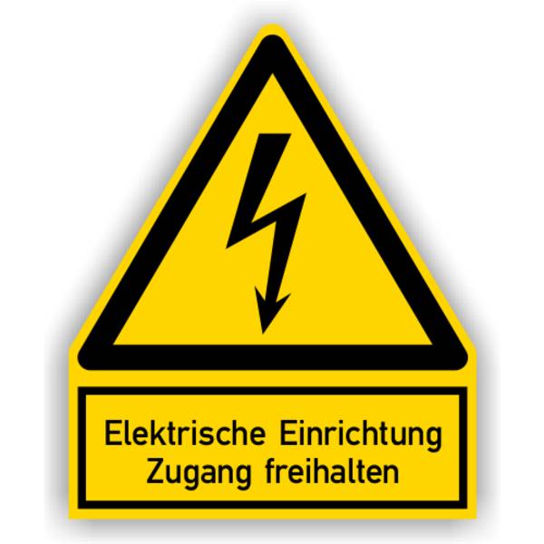 Warnschild, Elektr. Einrichtung Zugang freihalten, Aufkleber, Folie, 200 x 244 mm