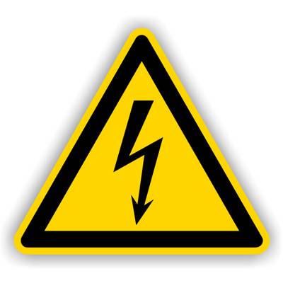 Warnschild, Warnung vor elektrischer Spannung, Aufkl. auf Rolle zu 100 Stk., Folie, SL = 50 mm