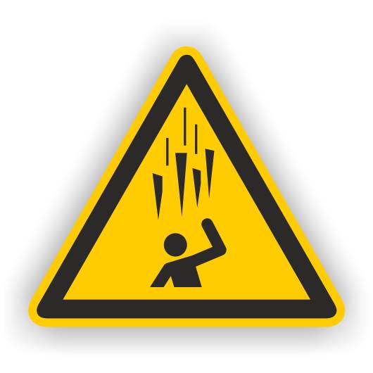 Warnschild, Warnung vor Eisschlag, ISO 7010, Aufkleber, Folie, SL = 200 mm-0