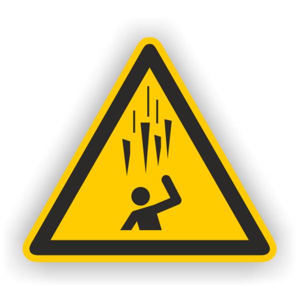 Warnschild, Warnung vor Eisschlag, ISO 7010, Aufkleber, Folie, SL = 200 mm