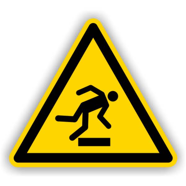 Warnschild, Warnung vor Hindernissen am Boden, ISO 7010, Aufkleber, Folie, SL = 100 mm