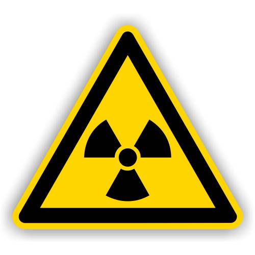 Warnschild, Warnung vor radioaktiven Stoffen, ISO 7010, Aufkleber, Folie, SL = 100 mm-0
