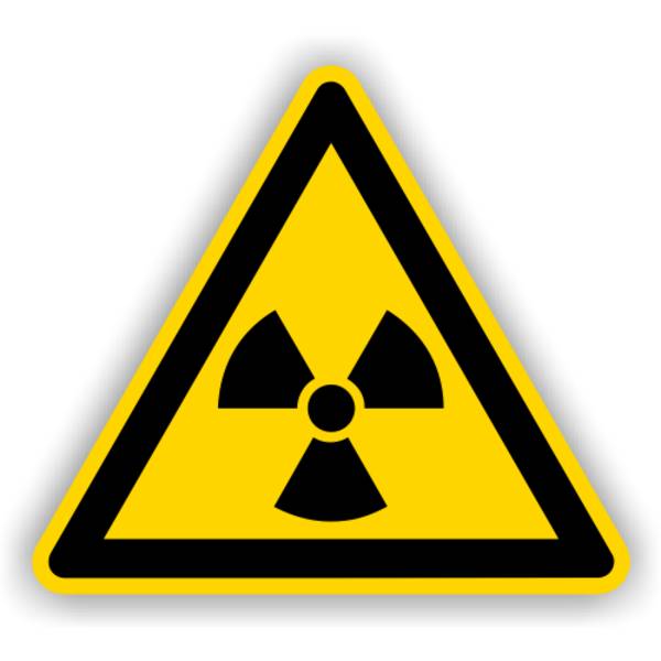 Warnschild, Warnung vor radioaktiven Stoffen, ISO 7010, Aufkleber, Folie, SL = 100 mm