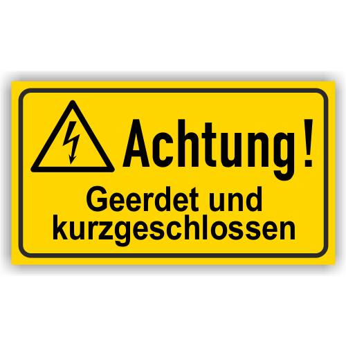 Warnschild, Achtung! Geerdet und kurzgeschlossen, ISO 7010, Magnetfolie, 210 x 120 mm-0