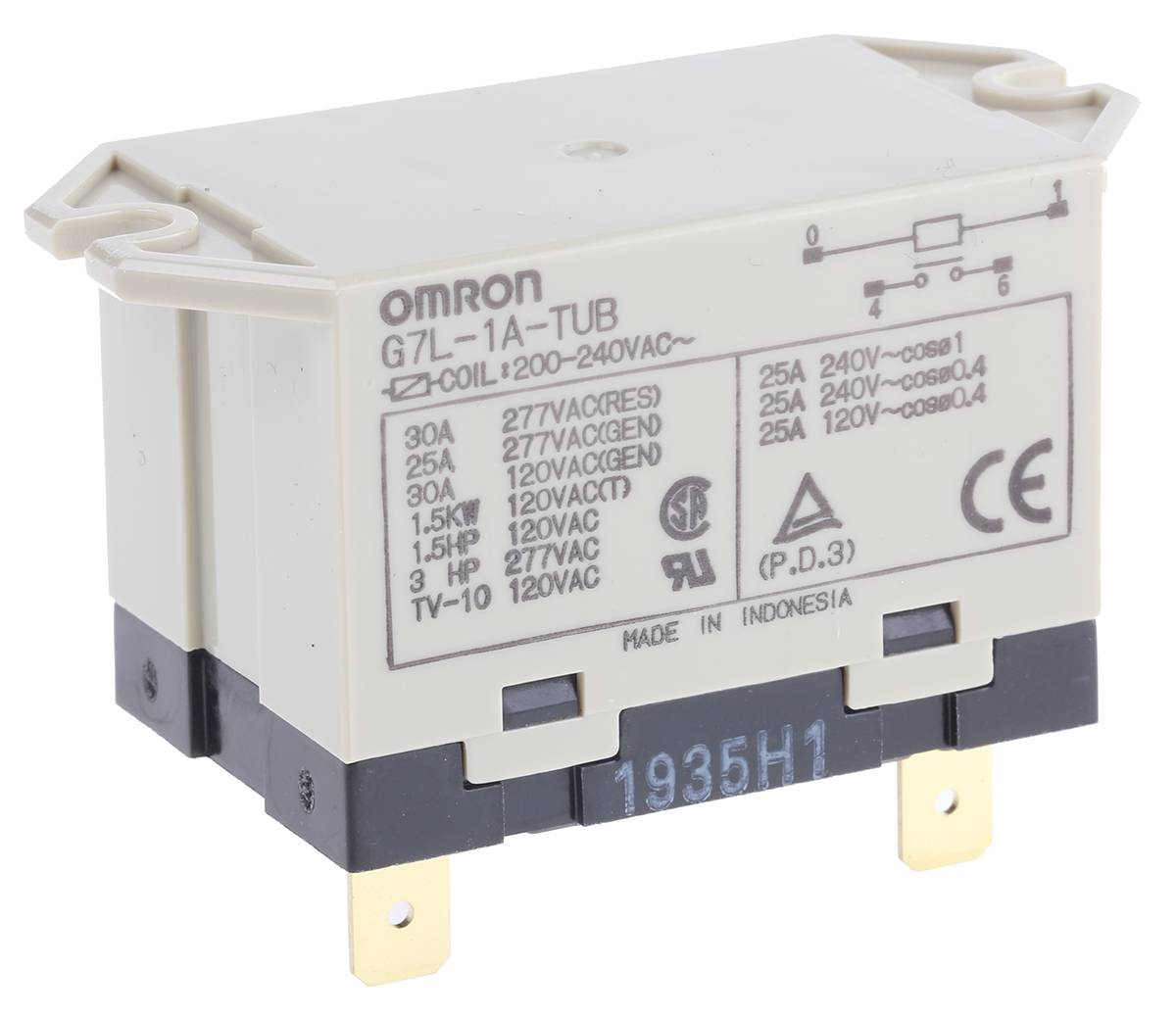 Omron G7L Monostabiles Relais, 240V ac Spule, 1-poliger Schließer