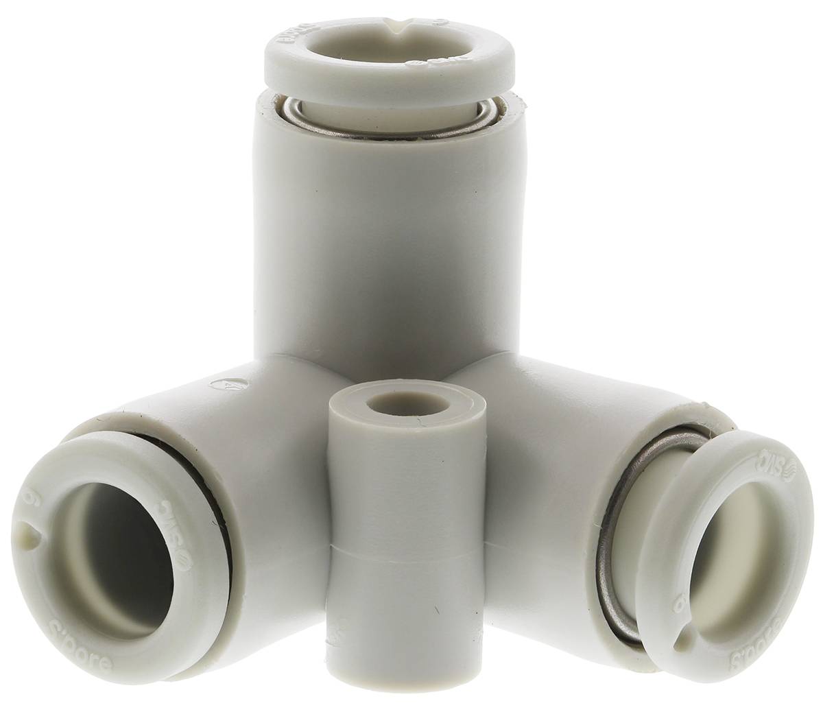 SMC KQ2 6-mm-Steckanschluss x 6-mm-Steckanschluss Delta-Union-Einsteckadapter, Rohr-zu-Rohr, PBT-0