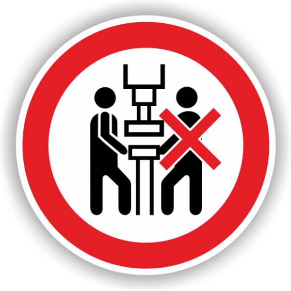 Verbotsschild, Maschine darf nur von einer Person bedient werden, Aufkleber, Folie, d = 100 mm