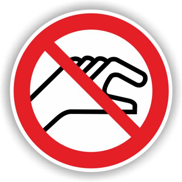 Verbotsschild, Hineinfassen verboten, praxisbewährt, Aufkleber, Folie, d = 100 mm