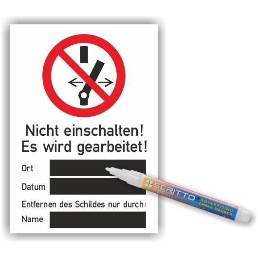 Verbotsschild, Nicht einschalten! Es wird gearbeitet!, ASR A1.3, Magnetfolie, 148 x 210 mm-2