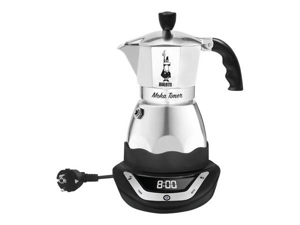 Bialetti EASY TIMER, Elektrische Espressokanne, Gemahlener Kaffee, Schwarz