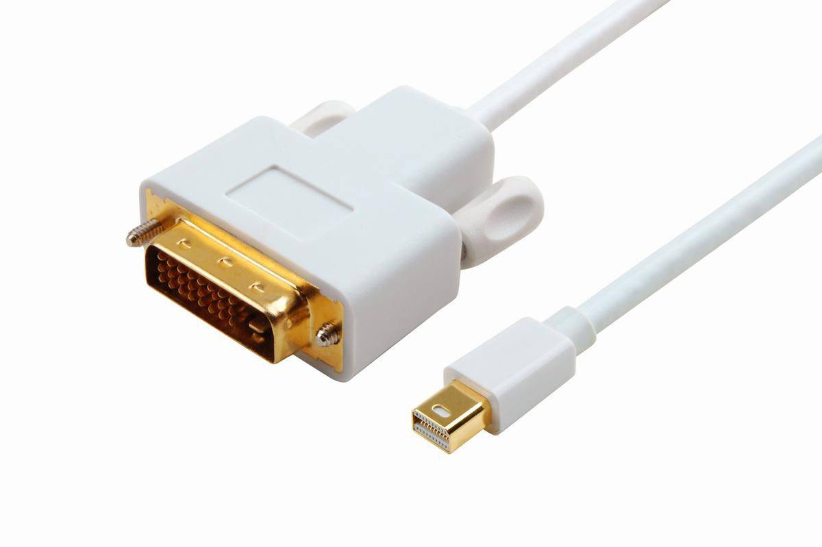 MicroConnect Mini Displayport to DVI-D Cable 2m Dual Link 24+1, Passive White, Gold plated, resolution : 1920*1080p-0