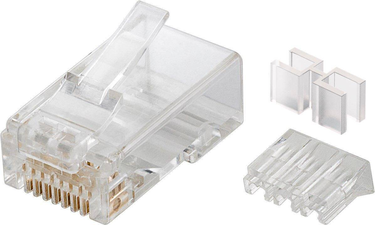 MicroConnect Modular Plug CAT6 Plug 8P8C Unshielded, 10pcs in one bag with Insertion Aid, For Stranded & Solid cable-0