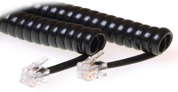 MicroConnect RJ10-RJ10 4M M/M Black Coiled cable-0