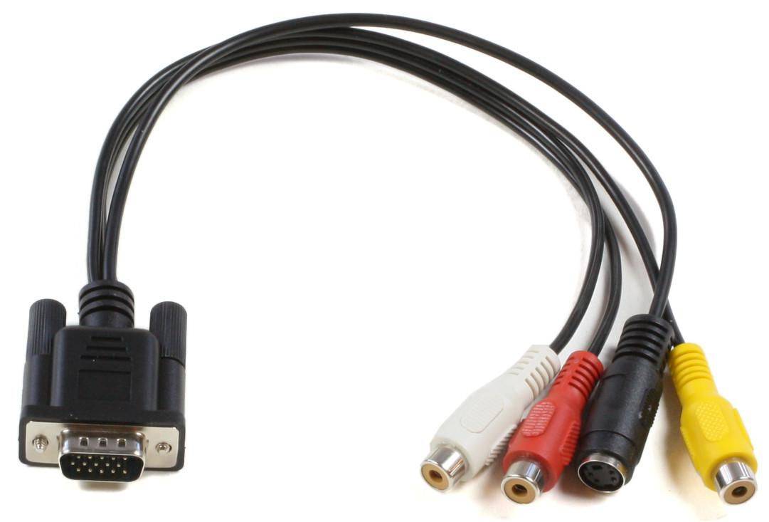 MicroConnect VGA to S-video 3x RCA 0,3m. MONGGSV, 0.3 m, VGA (D-Sub), RCA + S-Video, Black, Male/Female-0