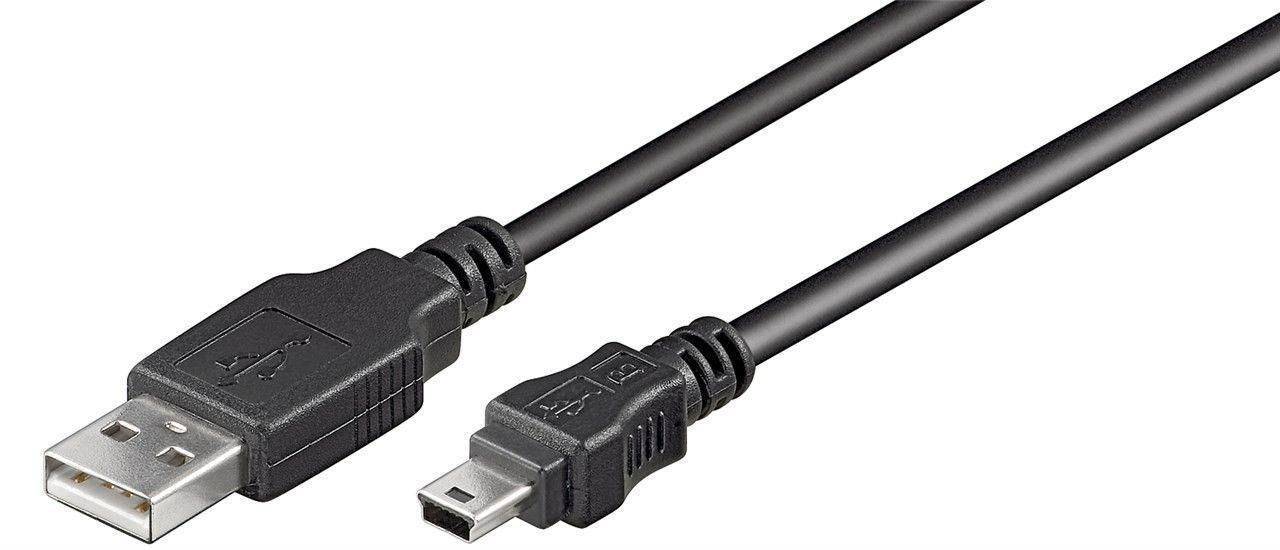 MicroConnect USB A - Mini USB B 5P 5m M-M USBAMB55, 5 m, USB A, Mini-USB B, USB 2.0, Male/Male, Black-0