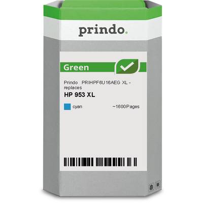 Prindo GREEN: Recycelt & aufwendig aufbereitet, Top Qualität, mit Füllstandsanzeige - kompatibel mit HP F6U16AE (953XL) 