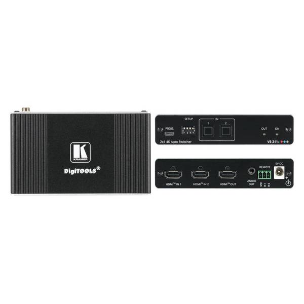 KRAMER VS-211X - 2x1 4K UHD HDR HDMI-Switcher (4K@60Hz | 4:4:4 | Audio-Auskopplung | HDR10 | HDCP 2.2)