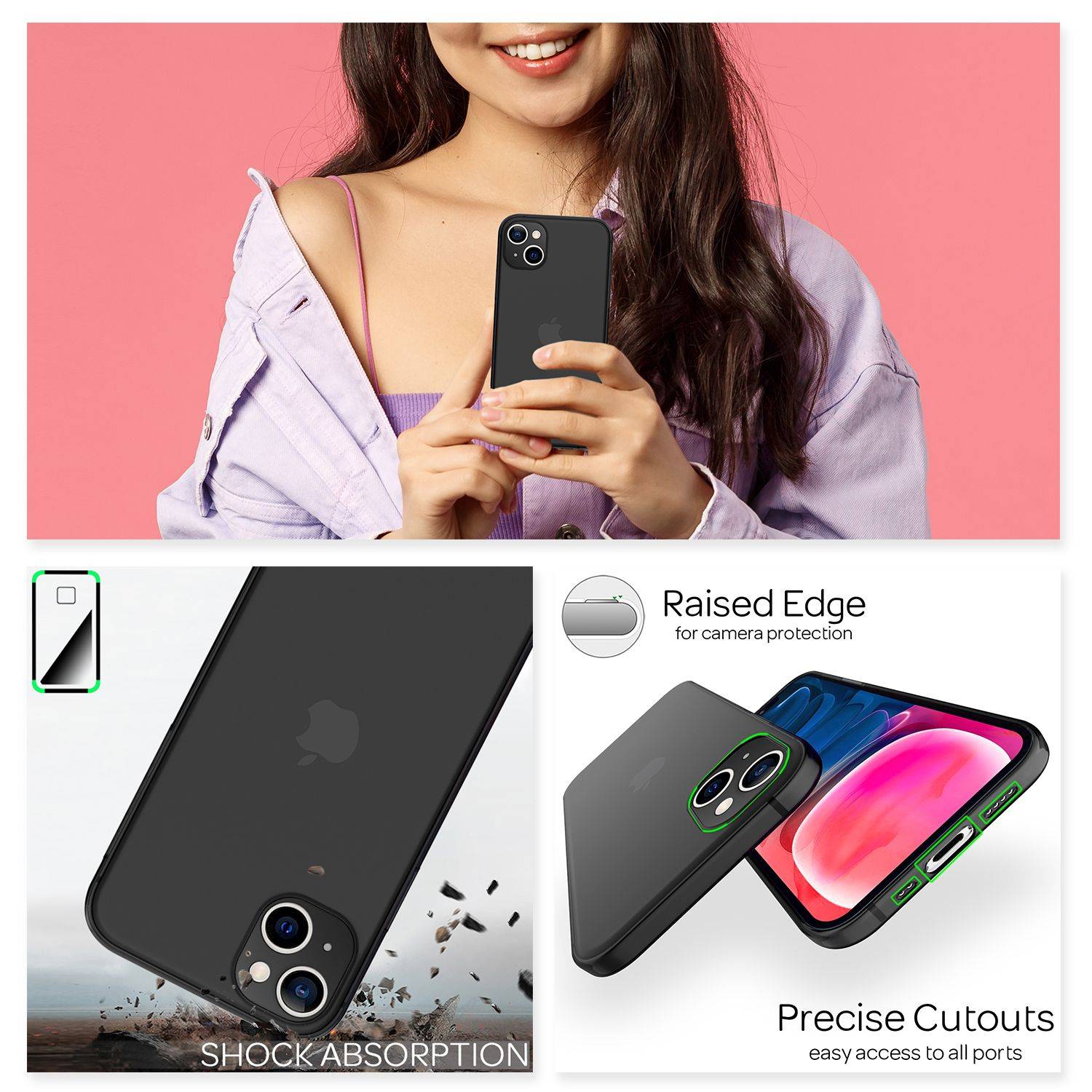 NALIA Extrem Dünnes Hardcase für iPhone 13 Mini, Durchsichtig 0,3mm Schlank Schwarz-2