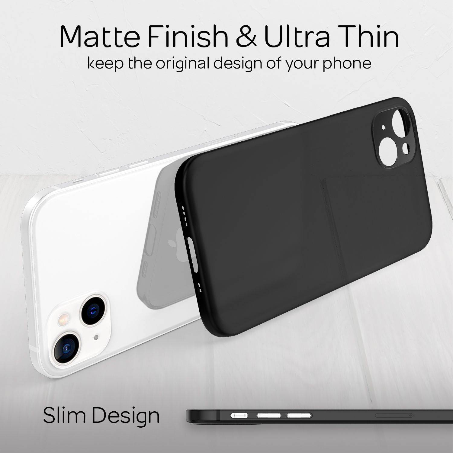 NALIA Extrem Dünnes Hardcase für iPhone 13 Mini, Durchsichtig 0,3mm Schlank Schwarz-4
