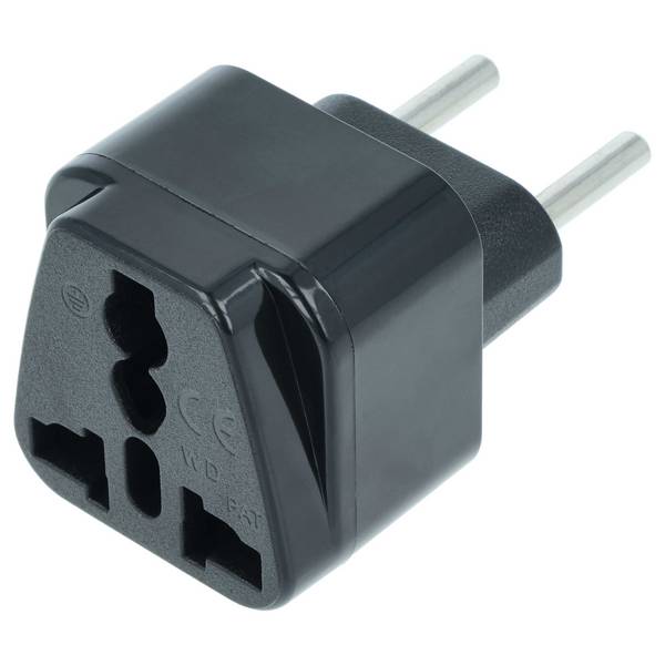 vhbw Reisestecker Adapter (Euro-Stecker auf UK/USA/China-etc.-Buchse) | Reiseadapter, Schwarz, 250 V / 16 A