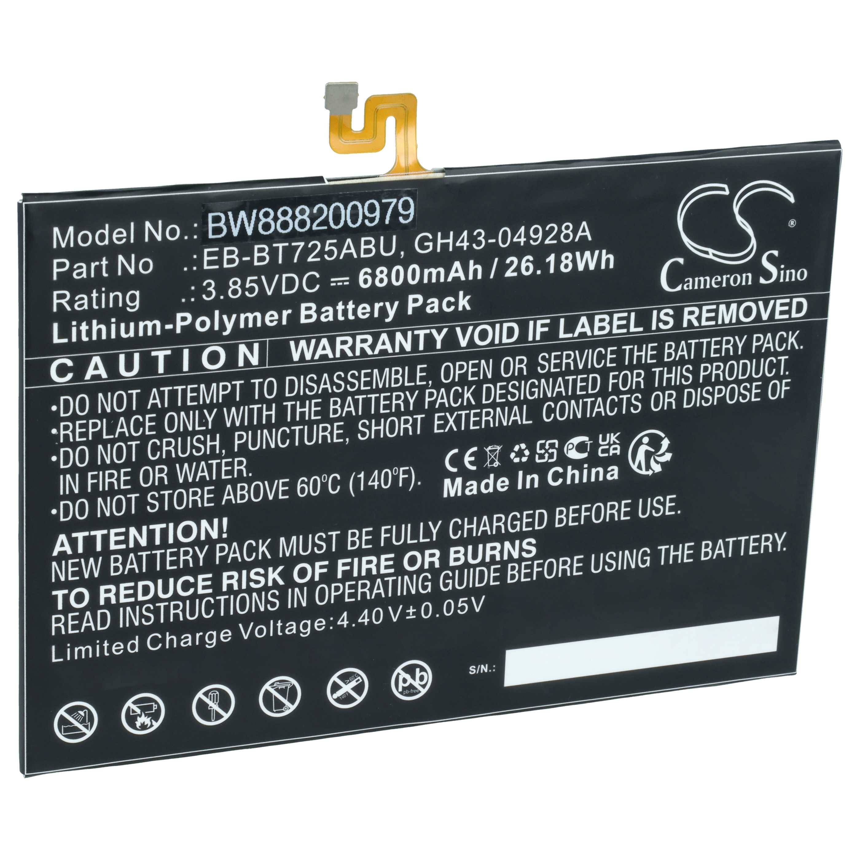 vhbw Akku Ersatz für Samsung EB-BT725ABU | GH43-04928A für Tablet Pad (6800 mAh, 3,85 V, Li-Polymer)-0