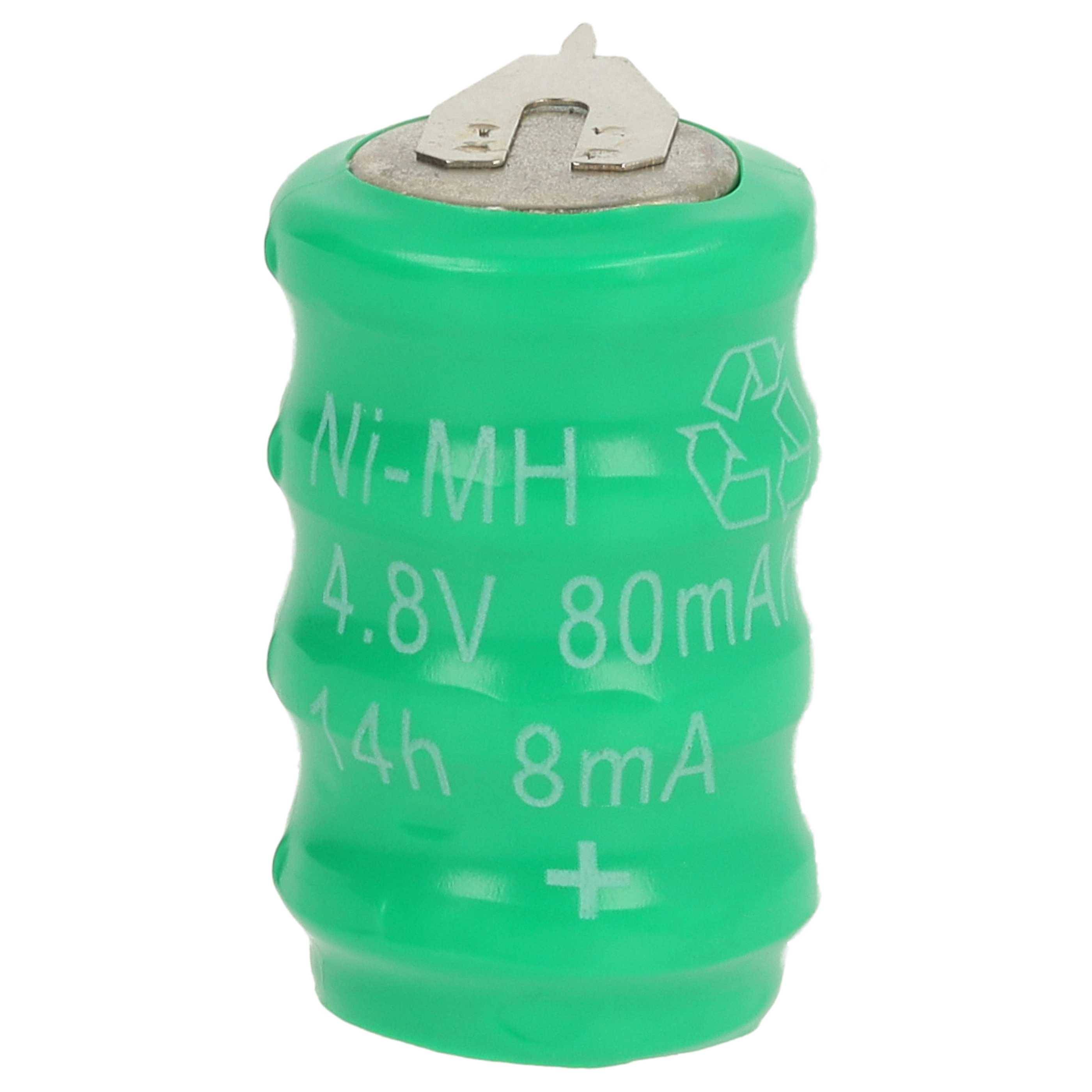 vhbw 10x NiMH Ersatz Knopfzellen-Akku Typ V80H 2-Pins 80mAh 4,8V kompatibel mit Modellbau-Akkus, Solar-Leuchten uvm.-1