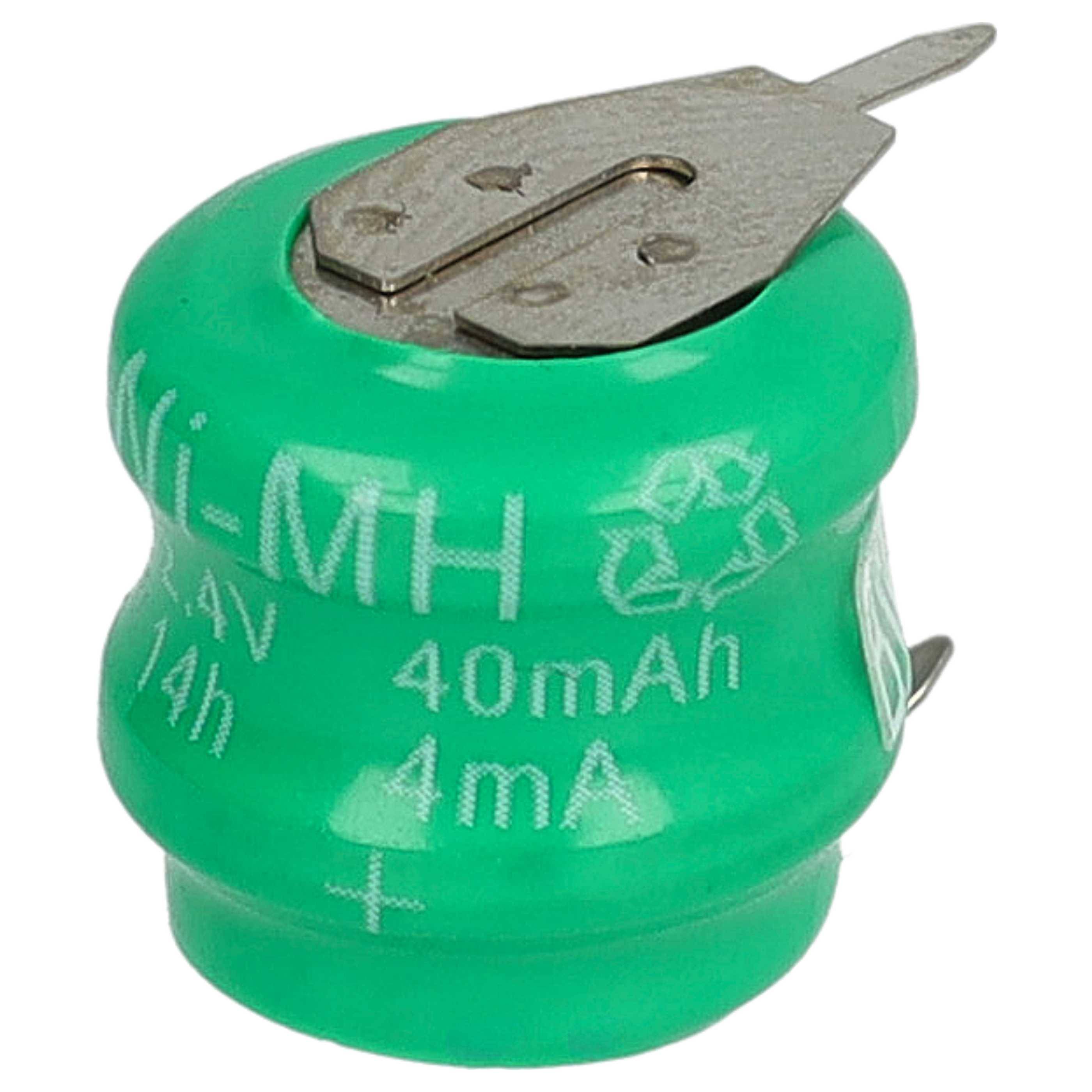 vhbw 100x NiMH Ersatz Knopfzellen-Akku Typ V40H 2-Pins 40mAh 2,4V kompatibel mit Modellbau-Akkus, Solar-Leuchten uvm.-1