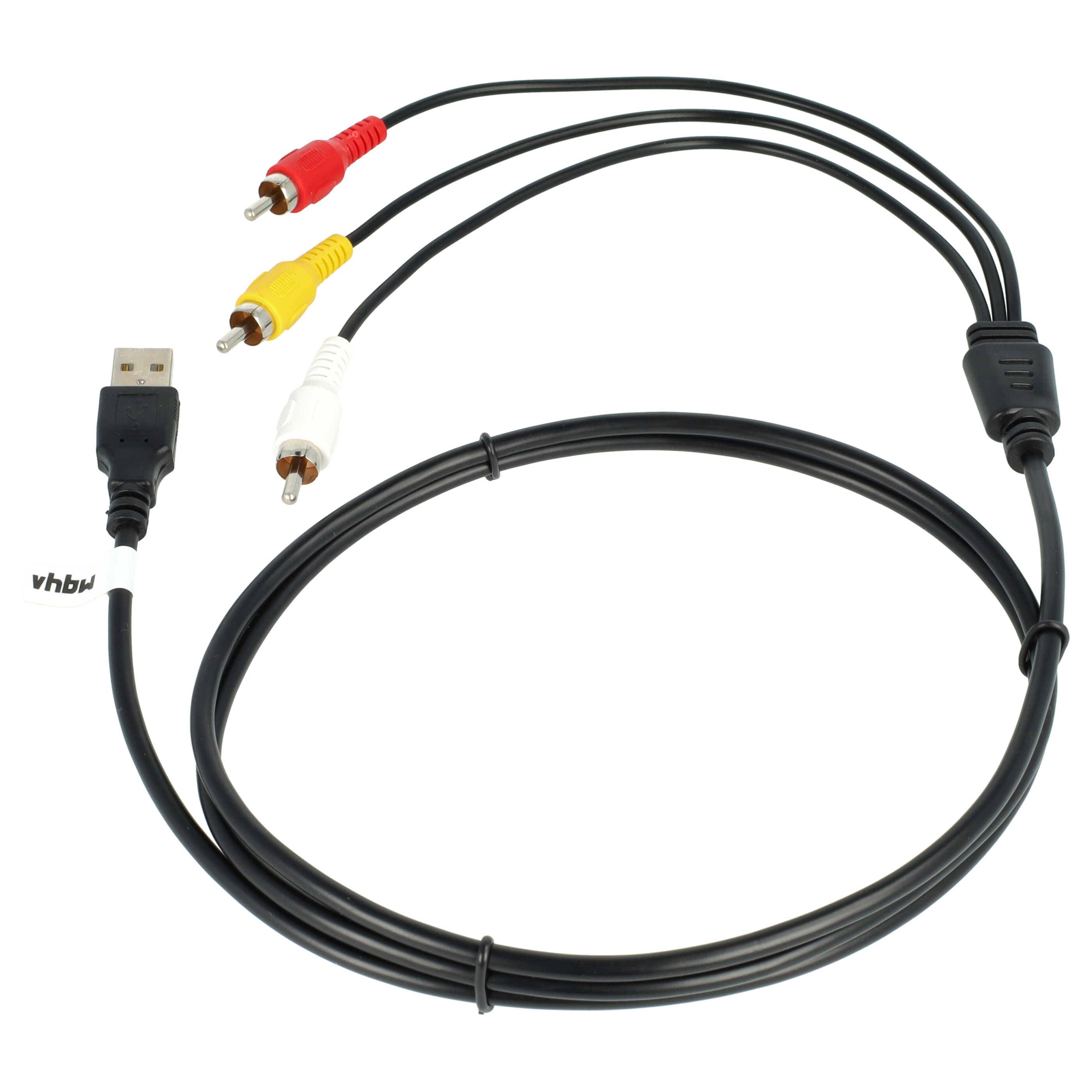 vhbw USB auf Cinch AV-Kabel kompatibel mit HDD-Playern | Stereo-AV-Anlagen - USB A 2.0 Stecker auf 3 Cinch Stecker, 1,4m-1