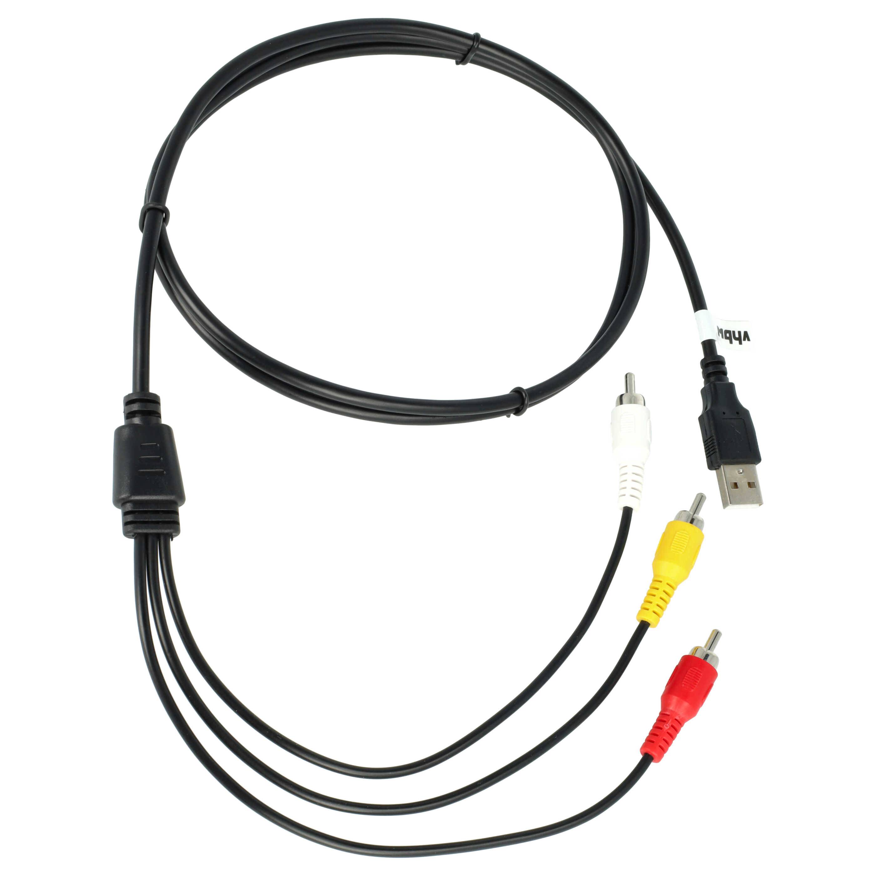 vhbw USB auf Cinch AV-Kabel kompatibel mit HDD-Playern | Stereo-AV-Anlagen - USB A 2.0 Stecker auf 3 Cinch Stecker, 1,4m-2