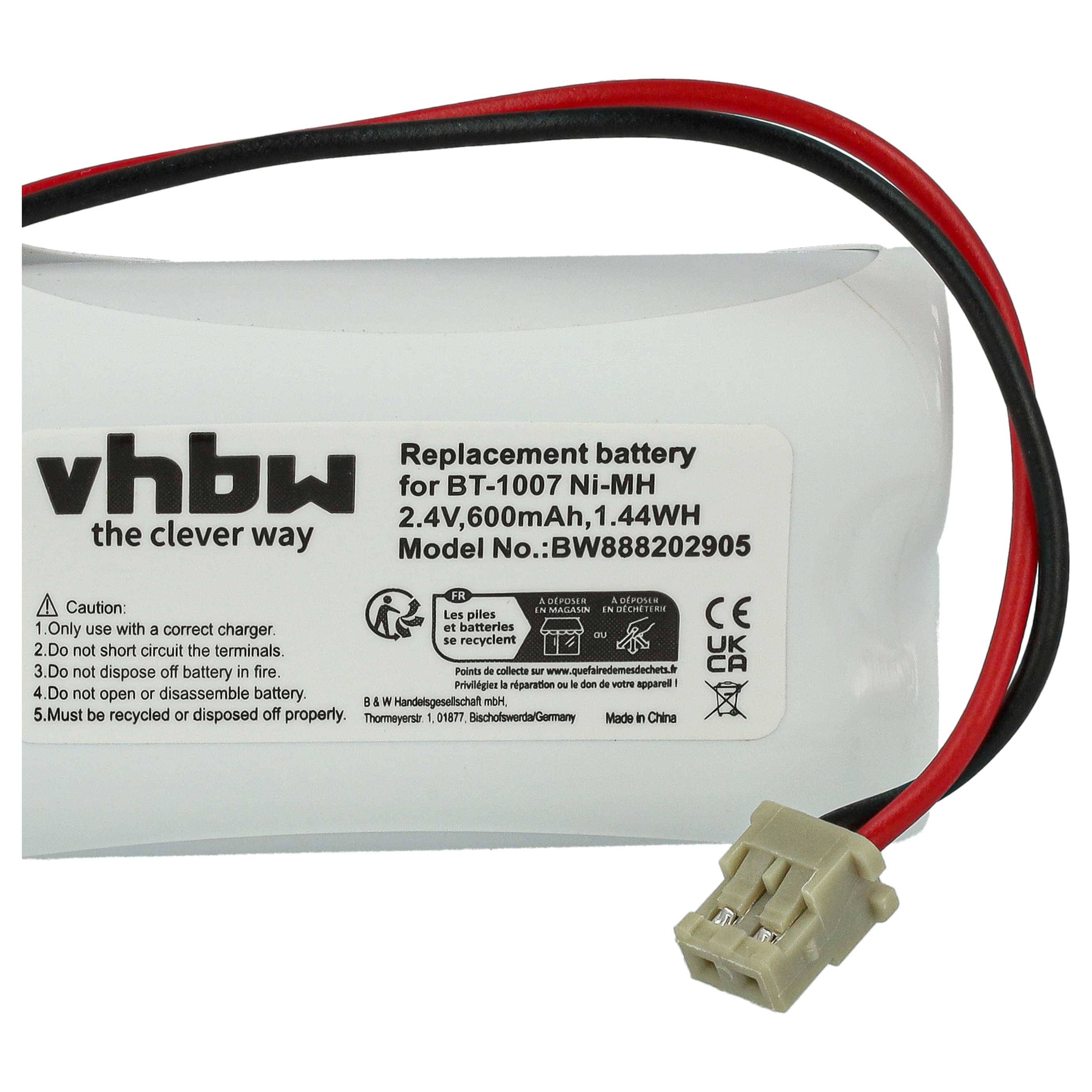 vhbw 2x Akku kompatibel mit Panasonic TGA400 schnurlos Festnetz Telefon (600 mAh, 2,4 V, NiMH)-3