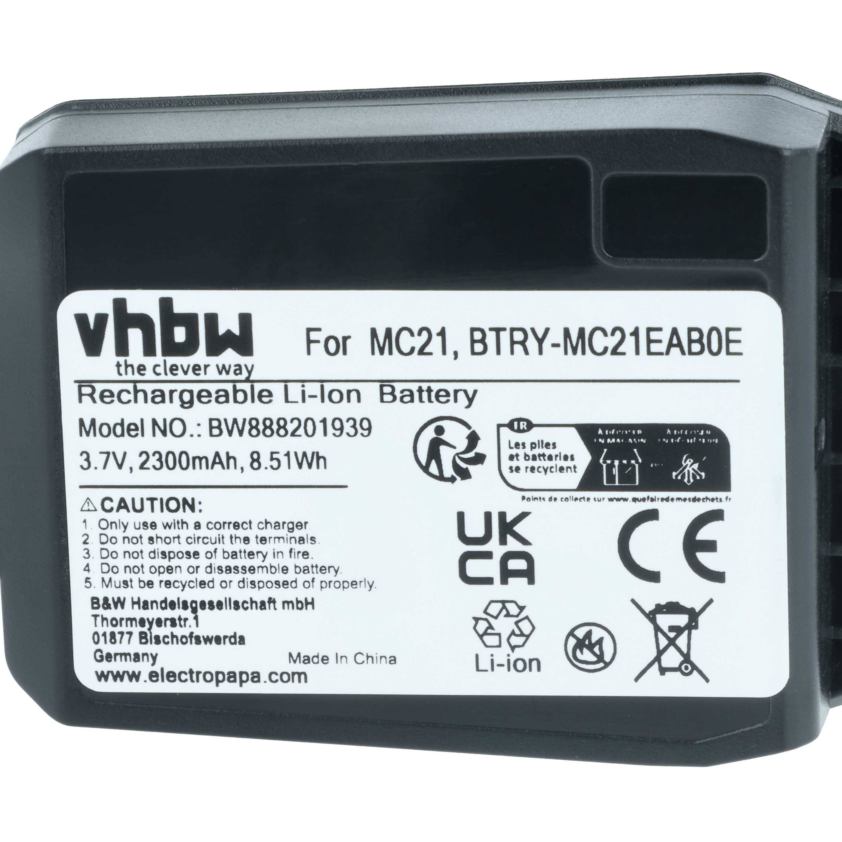 vhbw 5x Akku kompatibel mit Motorola MC21 | MC2180, MC2100 Handheld Computer Scanner (2300 mAh, 3,7 V, Li-Ion)-3