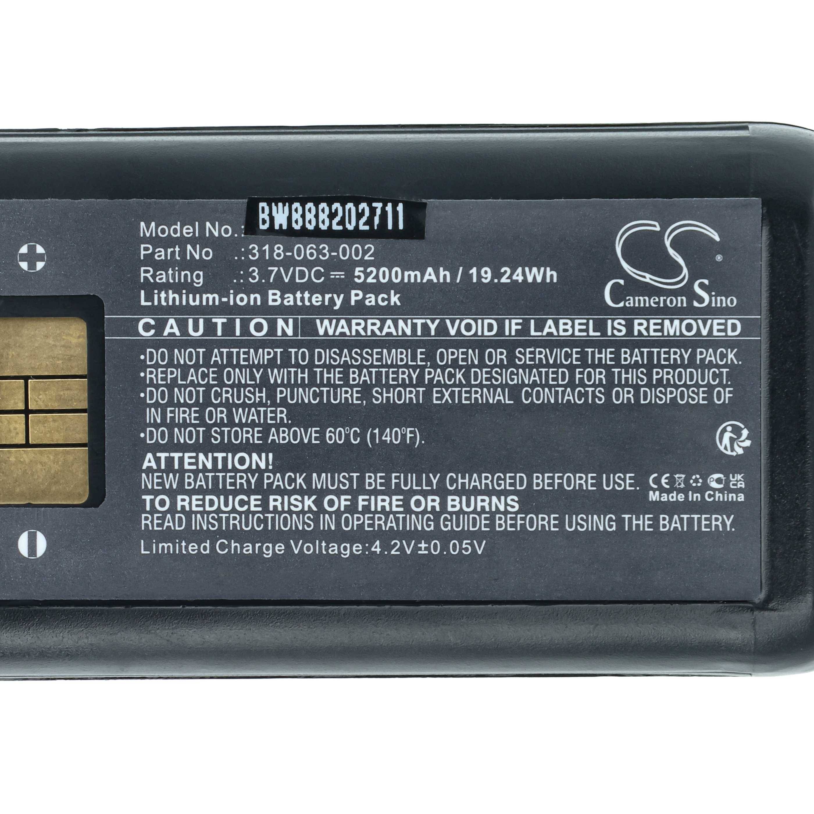 vhbw Akku kompatibel mit Honeywell CK75 | CK70, CK3XR, CK71, CK65, CK3, CK3X, CK3B Handheld Computer Scanner (5200 mAh-3