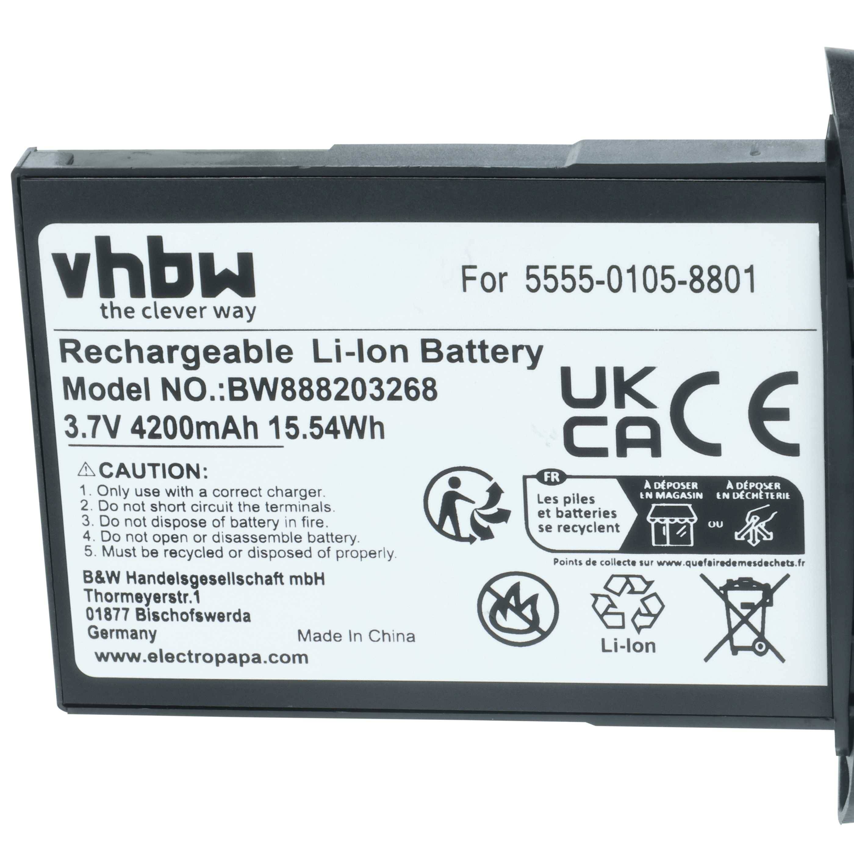 vhbw 5x Akku Ersatz für NCR Orderman 5555-0105-8801 | für Handheld Computer Scanner (4200 mAh, 3,7 V, Li-Ion)-3
