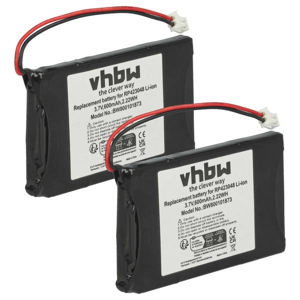 vhbw 2x Akku Ersatz für LZ423048BT | RP423048, CP76 für schnurlos Festnetz Telefon (600 mAh, 3,7 V, Li-Ion)