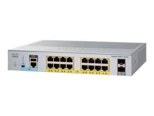 Cisco Catalyst 2960L-SM-16PS - Switch - Smart - 16 x 10/100/1000 + 2 x Gigabit SFP (Uplink)