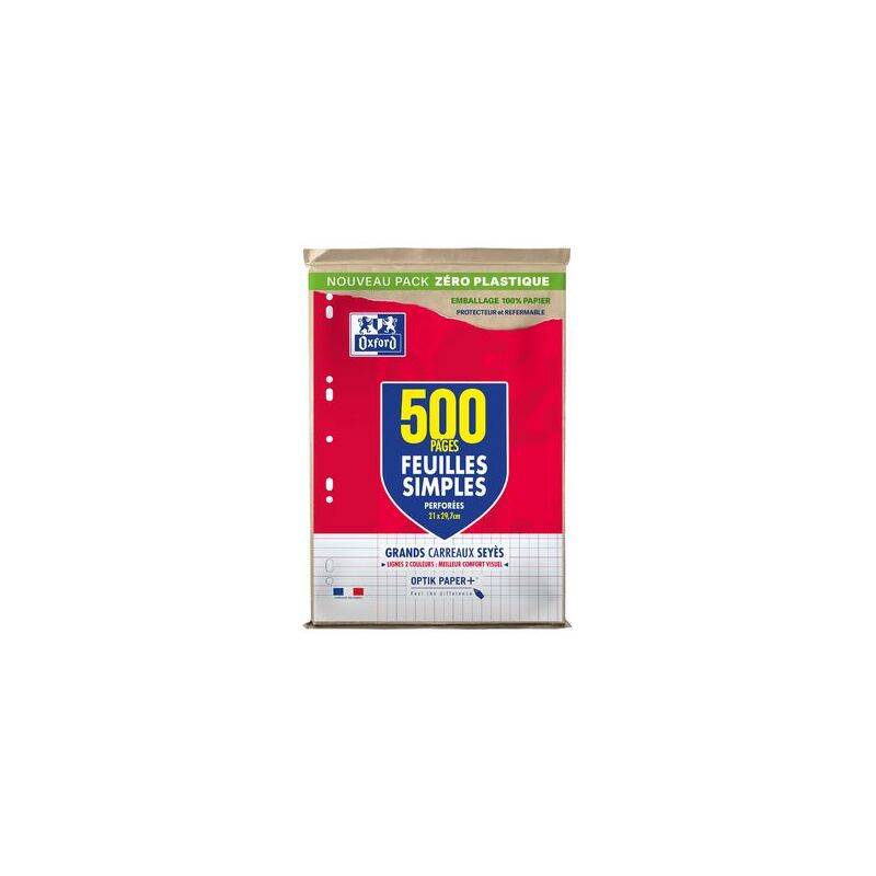 Oxford Feuilles simples perforées, A4, Seyès, MAXI PACK-0
