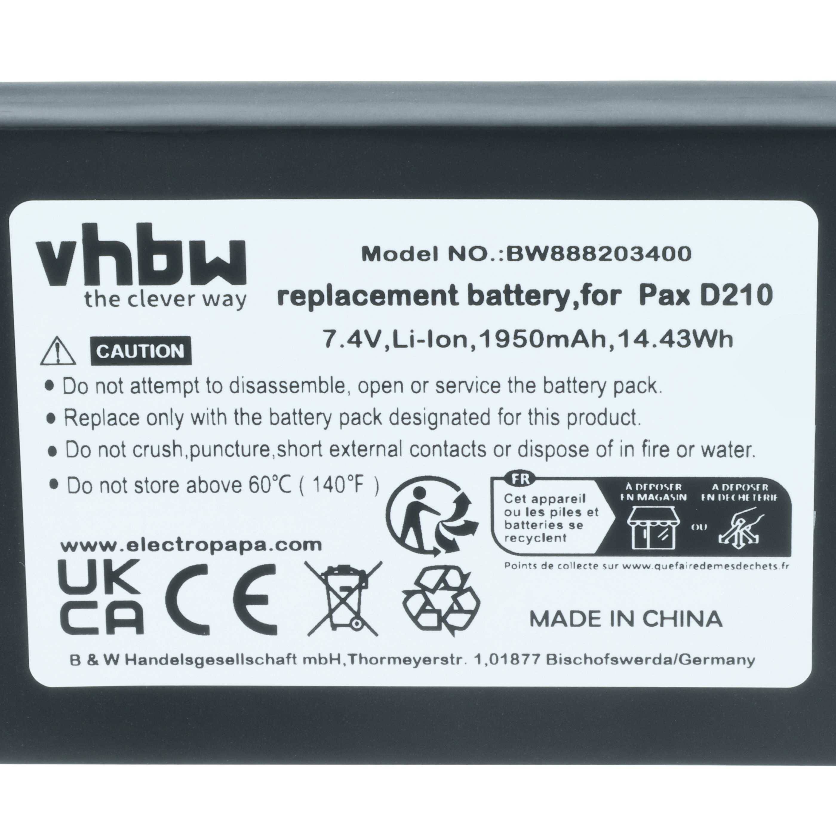 vhbw 5x Akku Ersatz für Pax IS524 | IS133 für Barcodescanner POS (1750 mAh, 7,4 V, Li-Ion)-3