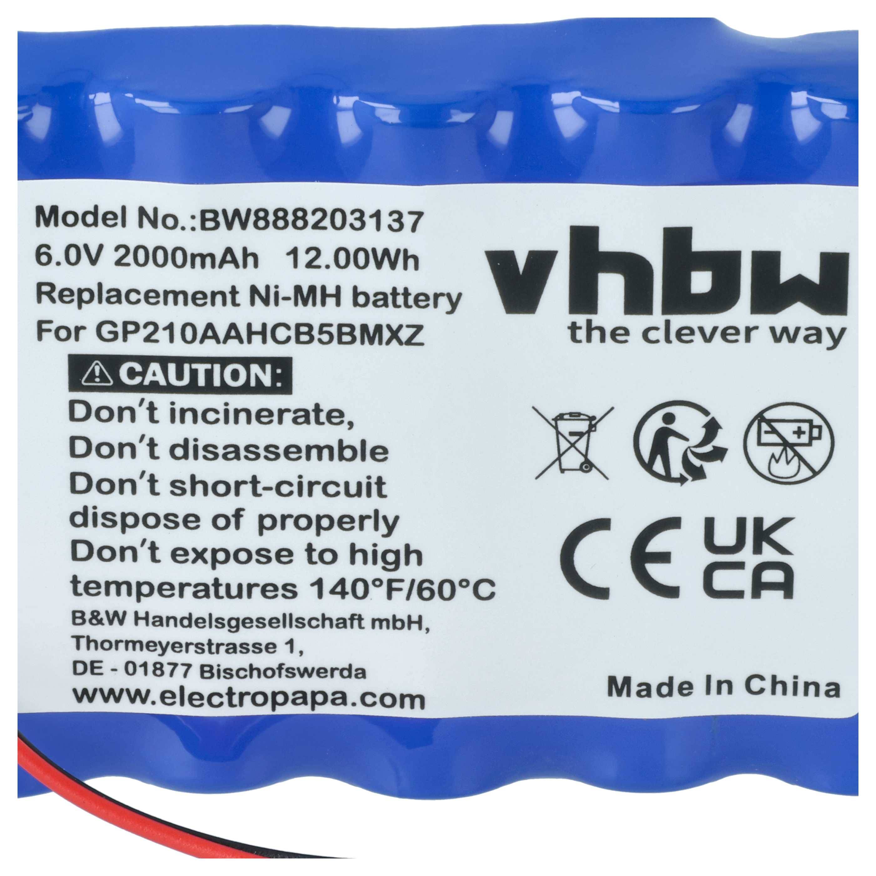 vhbw Akku Ersatz für VDW GP210AAHCB5BMXZ | für Medizintechnik (2000 mAh, 6 V, NiMH)-3