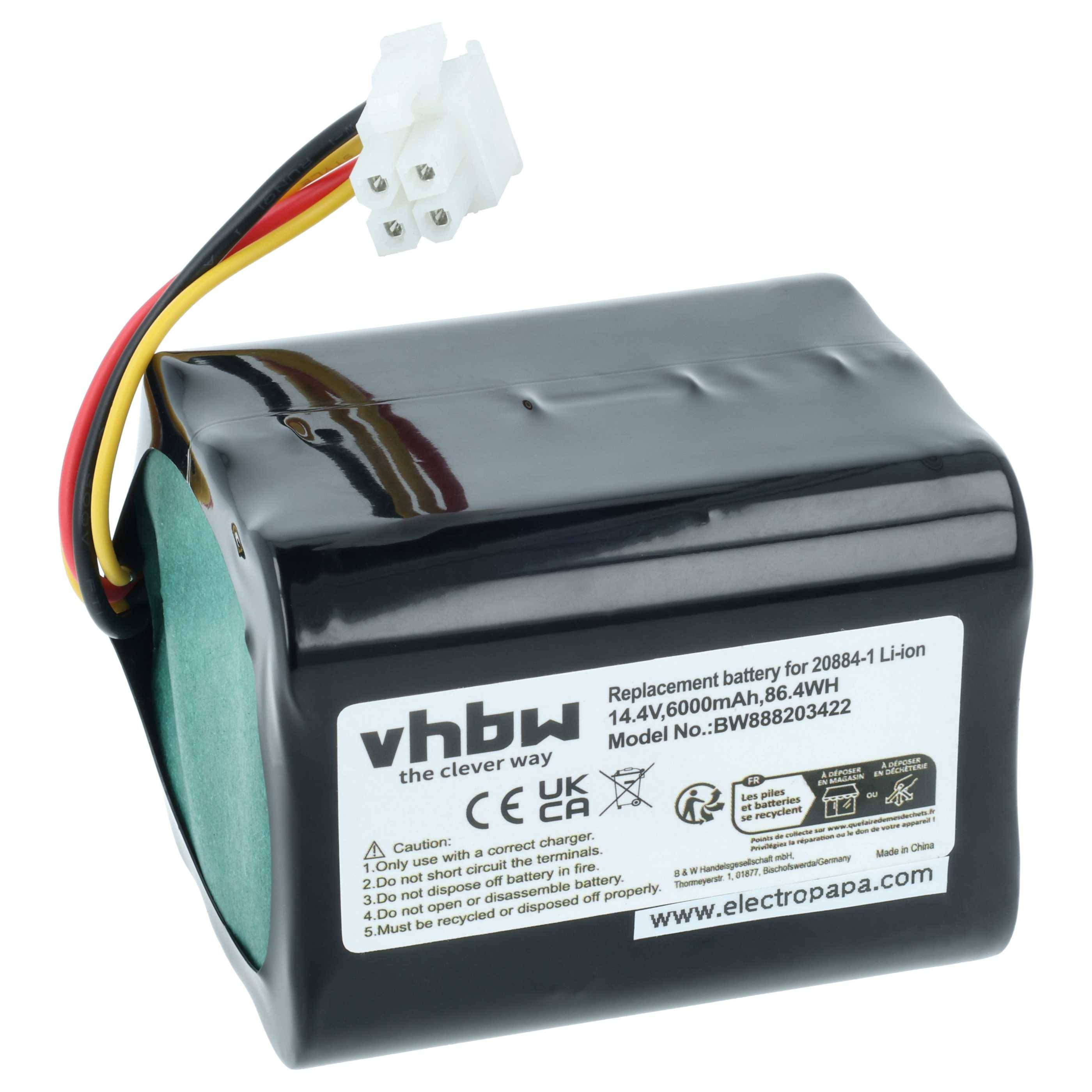 vhbw Akku Ersatz für Vorwerk 20884-1 | 4NCR18650P2-C001A, 4NCR18650P2-C002A für Staubsauger (6000 mAh, 14,4 V, Li-Ion)-0