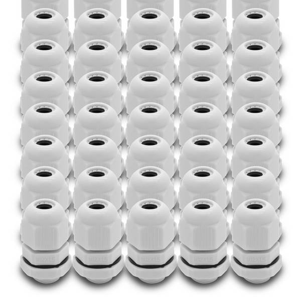 20x Kabelverschraubungen IP68 Grau M12 x 1,5 mm mit metrischem Anschlussgewinde und Gegenmutter