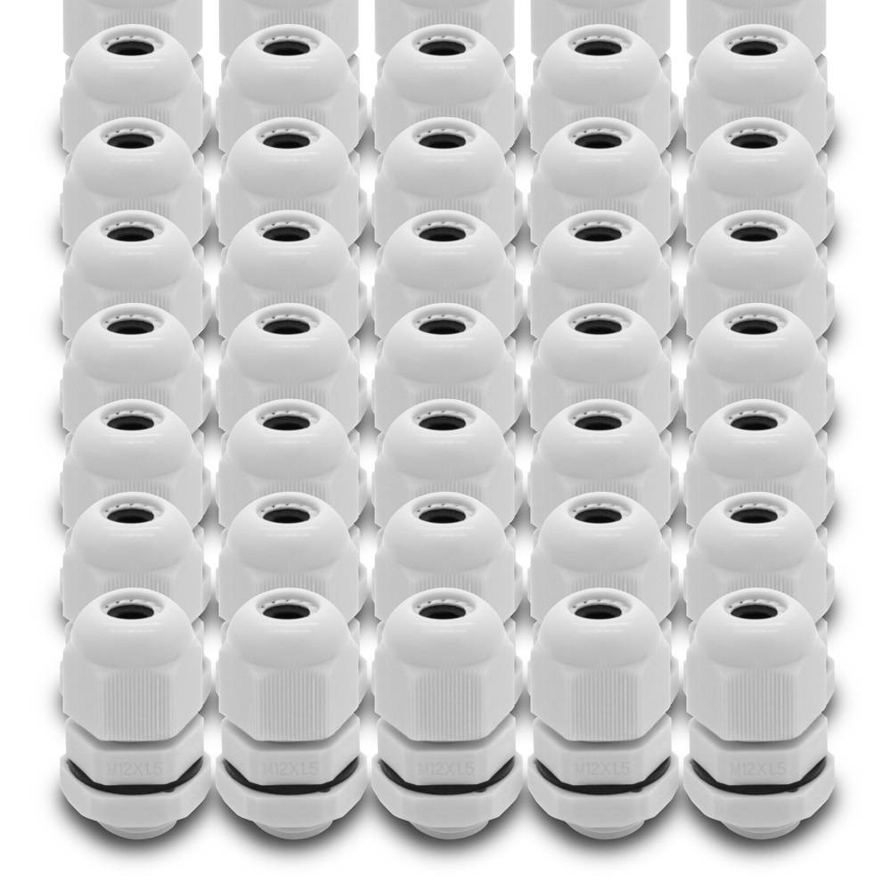 20x Kabelverschraubungen IP68 Grau M12 x 1,5 mm mit metrischem Anschlussgewinde und Gegenmutter-0