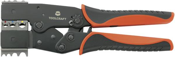 TOOLCRAFT 2-i-1 818644 Crimpzange  Isolierte Flachstecker, Kabelschuhe, Stoßverbinder 0.5 bis 10 mm²