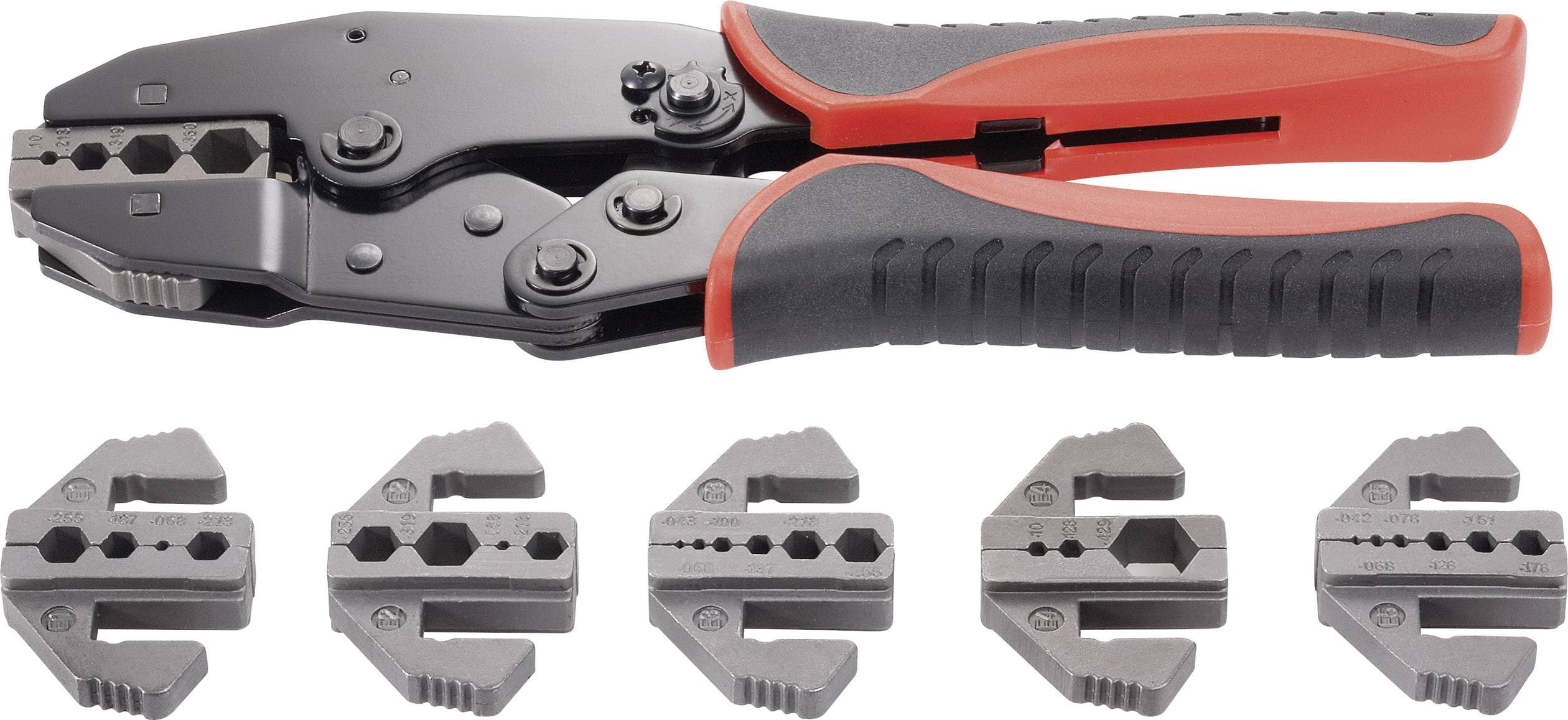 TOOLCRAFT PZ-505 818645 Crimpzange 7teilig Koaxial-Steckverbinder BNC, TNC, LWL-Stecker RG6, RG8, RG11, RG58, RG59, RG62