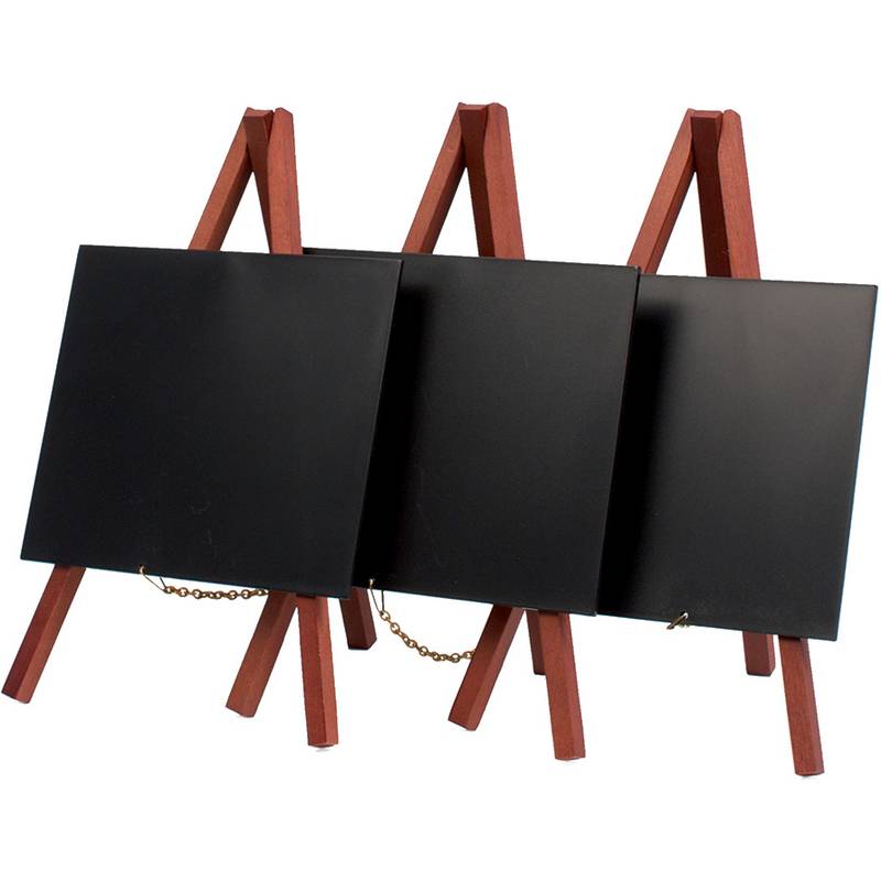 Securit Tisch-Kreidetafel MINI mit Staffelei, mahagoni-0