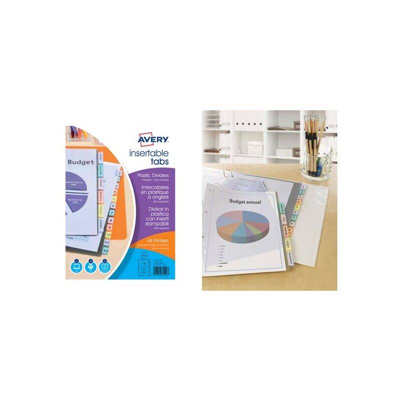 AVERY Intercalaires à onglets, 8 touches, PP, transparent-0