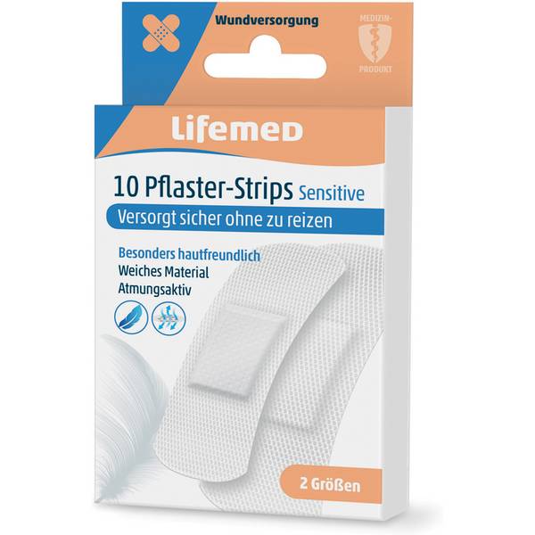 Lifemed Pflaster-Strips "Sensitive", weiß, 10er